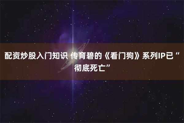 配资炒股入门知识 传育碧的《看门狗》系列IP已“彻底死亡”