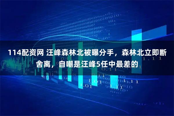 114配资网 汪峰森林北被曝分手，森林北立即断舍离，自嘲是汪峰5任中最差的